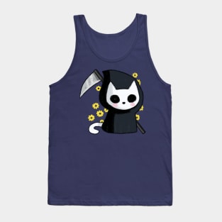 Grim reaper cat with flowers Tank Top